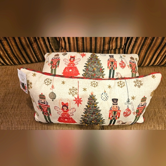 MIREILLE DESIGNS Bead/Bell Embellished Decorative Christmas Nutcracker Pillows - Picture 3 of 14